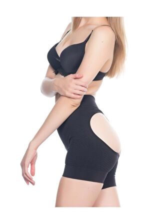 Dikişsiz Anti-selülit Popo Açık Boxer Korse siyah